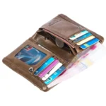 BULL CAPTAIN 03 Large-capacity Folding Multi-card Slot Cowhide Zipper Wallet Coin Clip - Image 9