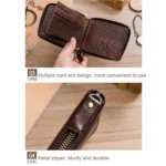 BULL CAPTAIN 042 RFID Anti-theft Cowhide Multi-card Slot Business Card Holder Zipper Wallet - Image 4
