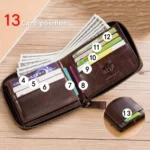 BULL CAPTAIN 042 RFID Anti-theft Cowhide Multi-card Slot Business Card Holder Zipper Wallet - Image 5