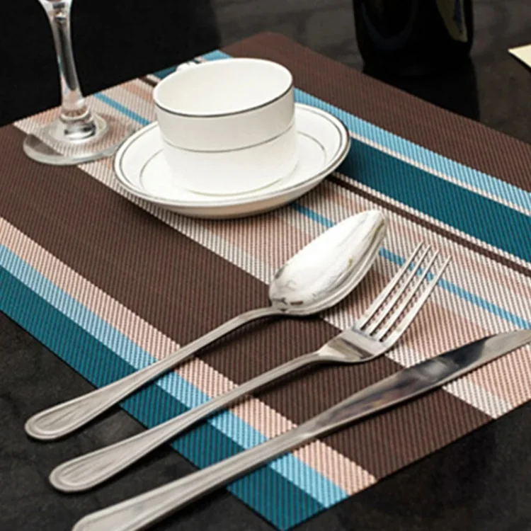 PVC Insulated Placemats Coasters Striped Cutlery Mat