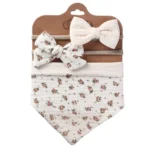 3 In 1 Baby Drooling Towel Cotton Printed Double Sided Triangle Towel Headband Set Waterproof Bibs