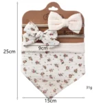 3 In 1 Baby Drooling Towel Cotton Printed Double Sided Triangle Towel Headband Set Waterproof Bibs - Image 3