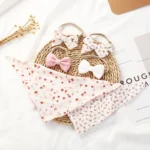 3 In 1 Baby Drooling Towel Cotton Printed Double Sided Triangle Towel Headband Set Waterproof Bibs - Image 5