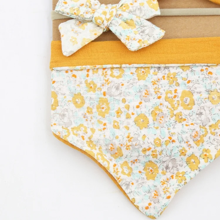 TBD06043111_B5.webp 3 In 1 Baby Drooling Towel Cotton Printed Double Sided Triangle Towel Headband Set Waterproof Bibs - Image 6