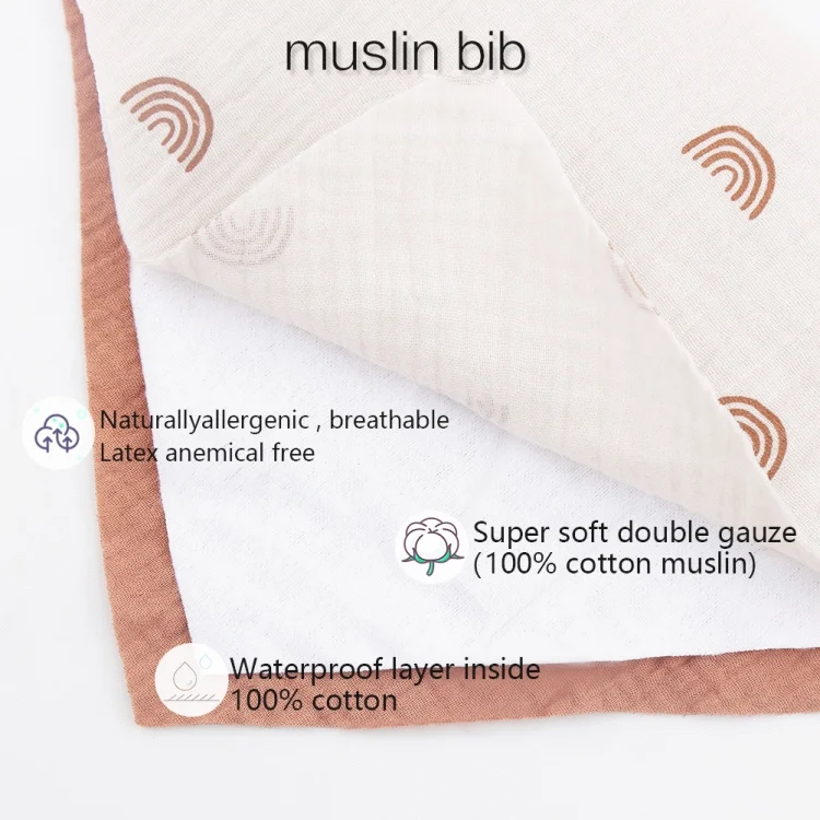 TBD06043111_B6.webp 3 In 1 Baby Drooling Towel Cotton Printed Double Sided Triangle Towel Headband Set Waterproof Bibs - Image 7