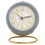 Round Metal Clock Silent Children Electronic Alarm Clock with Light