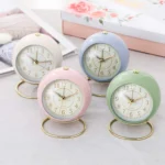 Round Metal Clock Silent Children Electronic Alarm Clock with Light - Image 2