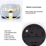 Round Metal Clock Silent Children Electronic Alarm Clock with Light - Image 6
