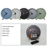 Metal Quartz Alarm Clock Simple Silent Desktop Round Pointer Living Room Clock - Image 4