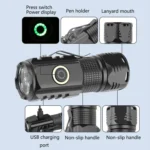 3LED Strong Light TYPE-C Charging Convenient Mini Multi-Function Flashlight - Image 4