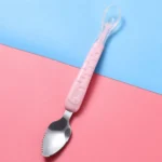 Baby Fruit Double-Ended Scraping Spoon 304 Stainless Steel Silicone Soft Spoon