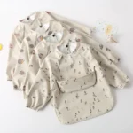 Long Sleeved Baby Soft PU Bib Waterproof Washable Easy Clean Smock With Pocket - Image 3