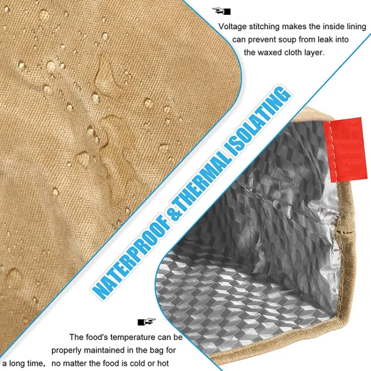 TBD06043555_B2.webp Waterproof Anti-Dirty Repeated Use Aluminum Foil Ice Bag Outdoor 8A Oil Wax Saurry Lunch Insulation Bag - Image 3