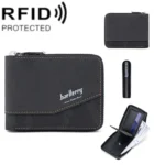 Baellerry D5106 RFID Anti-theft Retro Zipper Wallet Spliced Short Coin Purse