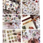 265 In 1 Retro Floral Scrapbook Set Includes A6 Notebook + Stickers + Tape + Stamps + Scrapbook Paper - Image 5