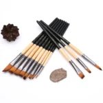 Two Color Nylon Bristle Paintbrush Set Painting Watercolor Brushes With Cloth Bag - Image 2
