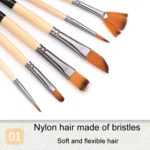 Two Color Nylon Bristle Paintbrush Set Painting Watercolor Brushes With Cloth Bag - Image 5