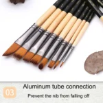 Two Color Nylon Bristle Paintbrush Set Painting Watercolor Brushes With Cloth Bag - Image 7