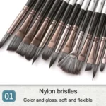 ZHU TING 24pcs /Set Nylon Bristle Paintbrush Set Painting Watercolor Brushes With Cloth Bag - Image 4