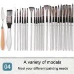 ZHU TING 24pcs /Set Nylon Bristle Paintbrush Set Painting Watercolor Brushes With Cloth Bag - Image 7