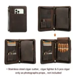 CONTACTS FAMILY CF5009 Genuine Leather Multifunctional Travel Convenient Cigar Box with Wrist Strap - Image 4