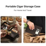 CONTACTS FAMILY CF5009 Genuine Leather Multifunctional Travel Convenient Cigar Box with Wrist Strap - Image 7