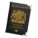 British Passport Case Leather Metal Feet Passport Protection Cover
