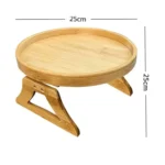25cm Foldable Sofa Round Tray Home Couch Armrest Pallet - Image 3