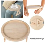 25cm Foldable Sofa Round Tray Home Couch Armrest Pallet - Image 4