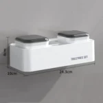 Hotel Toothbrush Rack With Double Cup Desktop Wall Mounted Toothpaste Holder - Image 3