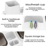 Hotel Toothbrush Rack With Double Cup Desktop Wall Mounted Toothpaste Holder - Image 5