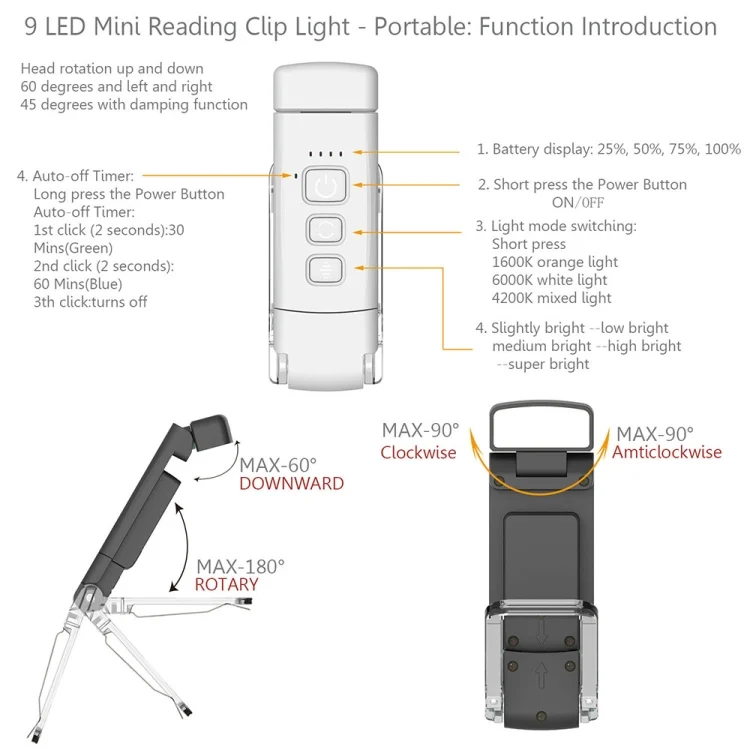 TBD06043928_B3.webp USB Charging Portable Detachable Reading Clip Light Rotatable Eye Protection Mini LED Lamp - Image 4