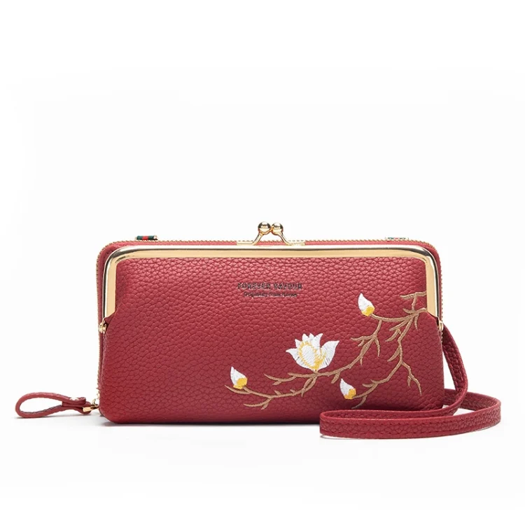 TBD0604392901.webp Embroidered Large Capacity Single-shoulder Phone Bag Crossbody Zipper Long Ladies Wallet - Image 1