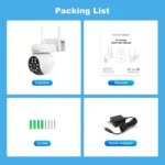 SriHome SH052 Wifi 5MP Wireless PTZ IP AI Auto Tracking Sound&Light Alarm Starlight Color Night Vision Outdoors Surveillance Camera - Image 4