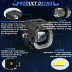 Motorcycle Vehicle Multi-Mode Spotlight Angel Eye Aperture LED Spotlight - Image 4
