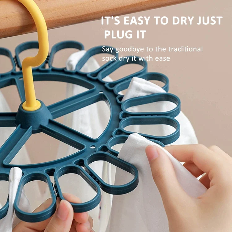TBD06044054_B2.webp 360 Degree Rotatable Sock Hanger With 20 Clips Round Laundry Drying Rack - Image 3