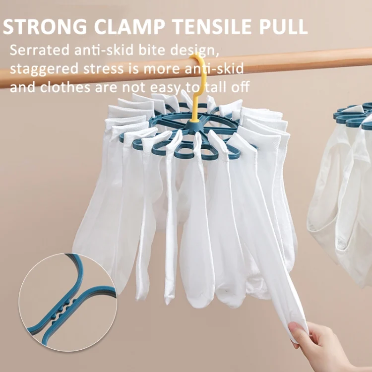 TBD06044054_B3.webp 360 Degree Rotatable Sock Hanger With 20 Clips Round Laundry Drying Rack - Image 4