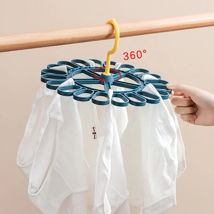 TBD06044054_B4.webp 360 Degree Rotatable Sock Hanger With 20 Clips Round Laundry Drying Rack - Image 5