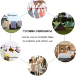 Outdoor Travel Retractable Windproof Clothesline with 12 Clips - Image 7