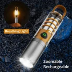 Outdoor LED Flashlight Multi-Functional Camping Lighting Flashlight Portable Rechargeable Work Lamp - Image 3