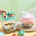 Microwaveable Double Layer Salad Container Picnic Lunch Box with Fork Spoon - Image 8