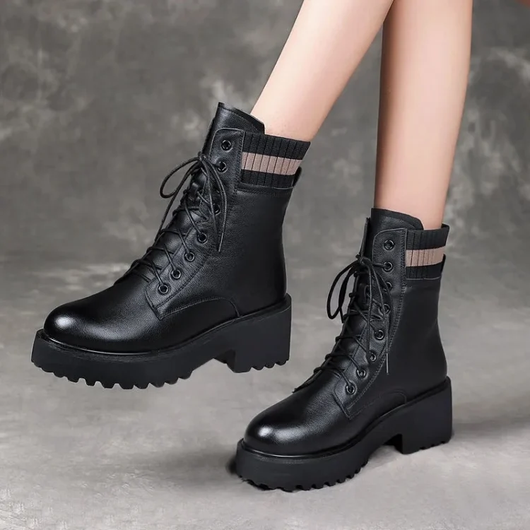 TBD06044183_B1.webp Women Fall And Winter Martin Boots England Style Thick Bottom Short Boots - Image 2