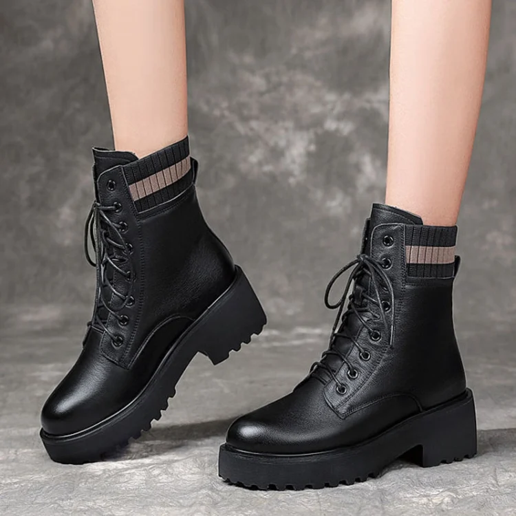 TBD06044183_B5.webp Women Fall And Winter Martin Boots England Style Thick Bottom Short Boots - Image 6