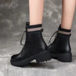 Women Fall And Winter Martin Boots England Style Thick Bottom Short Boots - Image 7
