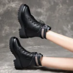Women Fall And Winter Martin Boots England Style Thick Bottom Short Boots - Image 8