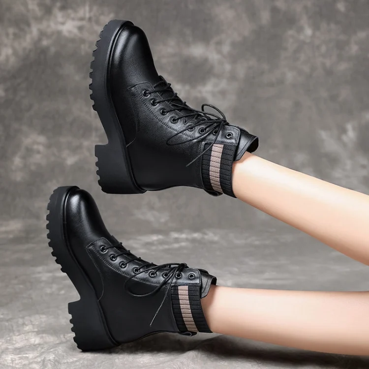 TBD06044183_B7.webp Women Fall And Winter Martin Boots England Style Thick Bottom Short Boots - Image 8