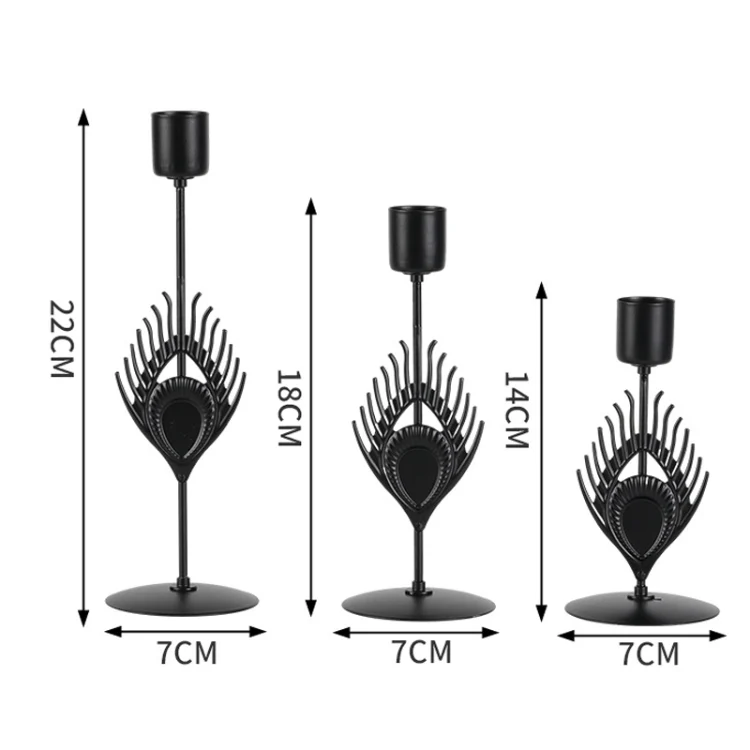 TBD06044663_B2.webp 3 In 1 Black Feather Candlestick Wedding Decoration Romantic Candlelight Home Ornaments - Image 3