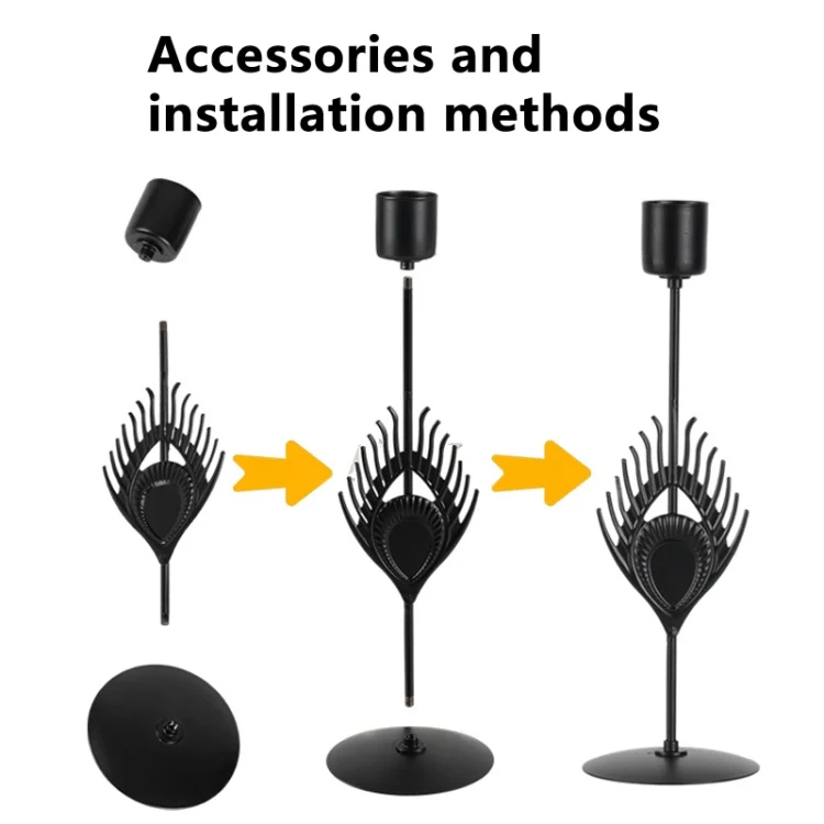 TBD06044663_B3.webp 3 In 1 Black Feather Candlestick Wedding Decoration Romantic Candlelight Home Ornaments - Image 4