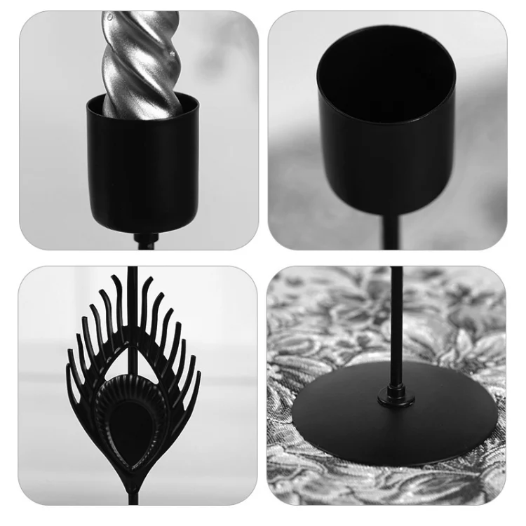 TBD06044663_B4.webp 3 In 1 Black Feather Candlestick Wedding Decoration Romantic Candlelight Home Ornaments - Image 5