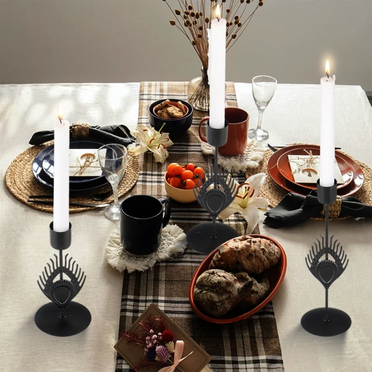 TBD06044663_B6.webp 3 In 1 Black Feather Candlestick Wedding Decoration Romantic Candlelight Home Ornaments - Image 7